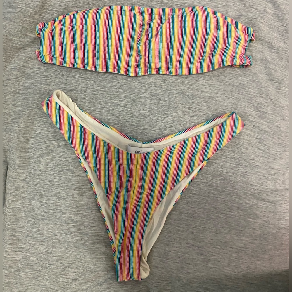 ONIA bandeau top and bottom bikini set